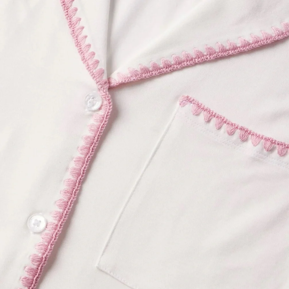 Frida TENCEL™ Modal Shortie Short PJ set in Ivory & Pink Size Small - Picture 5 of 12